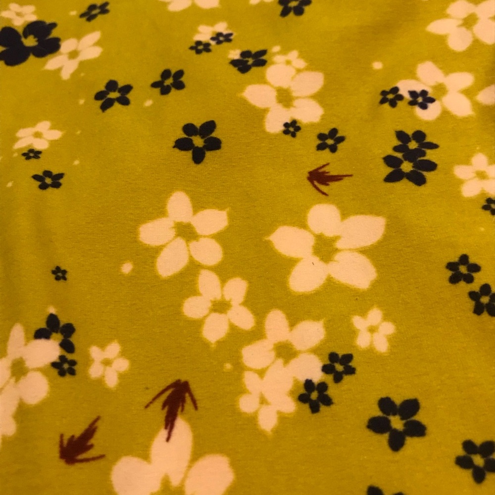 Lularoe Mustard Yellow OS floral Leggings - Picture 2 of 2
